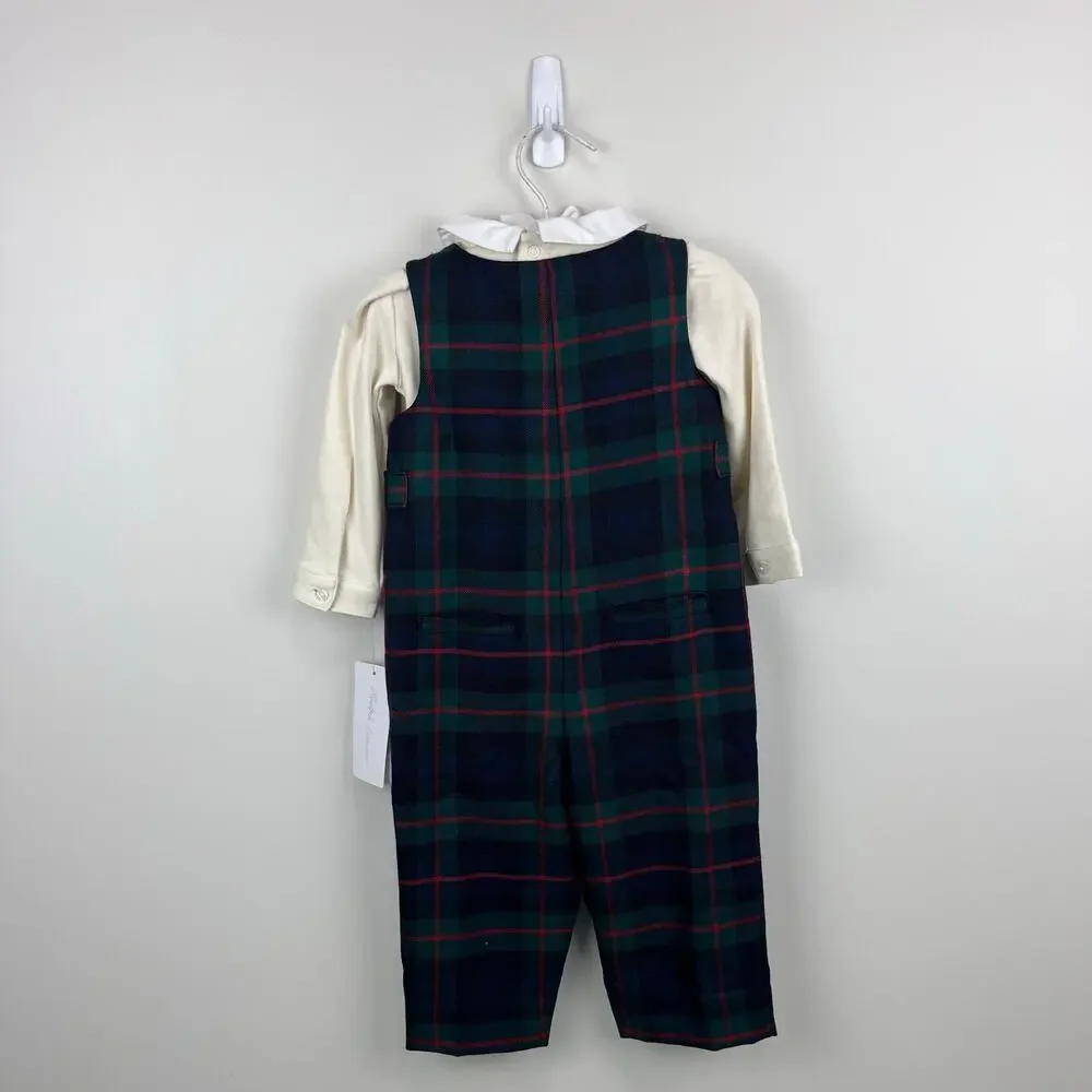 Ralph Lauren Cotton Bodysuit & Plaid Overall Set 6-9 Months NWT